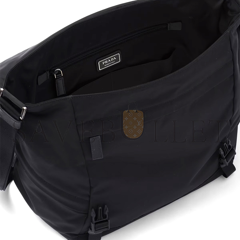 Pra*a re-nylon and saffiano leather shoulder bag 2vd052 (30*27.5*14.5cm)